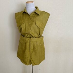 Brand new matching shorts and button up blouse.